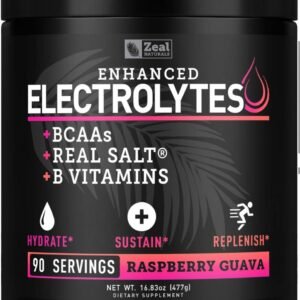 Enhanced Electrolyte Powder (Raspberry Guava 90ct) Sugar Free + BCAA, B-Vitamins...