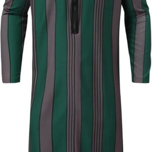 Alalaso Men's Muslim Kaftan Thobe Middle East Islamic Saudi Arabic Robes Long Sl...