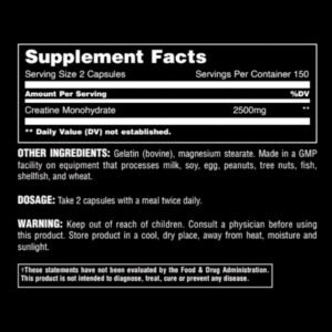 Animal Micronized Creatine Monohydrate Capsules - 300 Caps, 2500mg per Serving f...