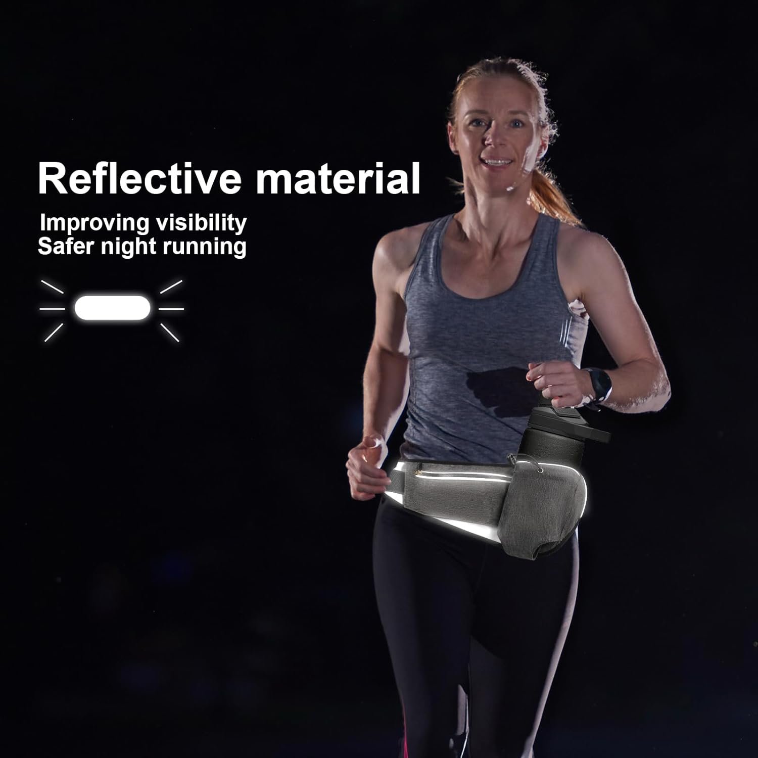 Running Belt with Water Bottle Holder Adjustable Waist Pack Running Hydration Be...