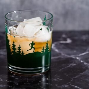 Gone For a Run Running Lowball Glass | Happy Hour Male Runner Silhouette Rocks G...