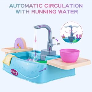 Color Changing Play Sink with Running Water for Toddlers 1-3, Pretend Kitchen To...