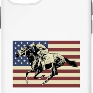 iPhone 15 Pro Patriotic Equine Horse Race USA Horse Racer American Flag Case