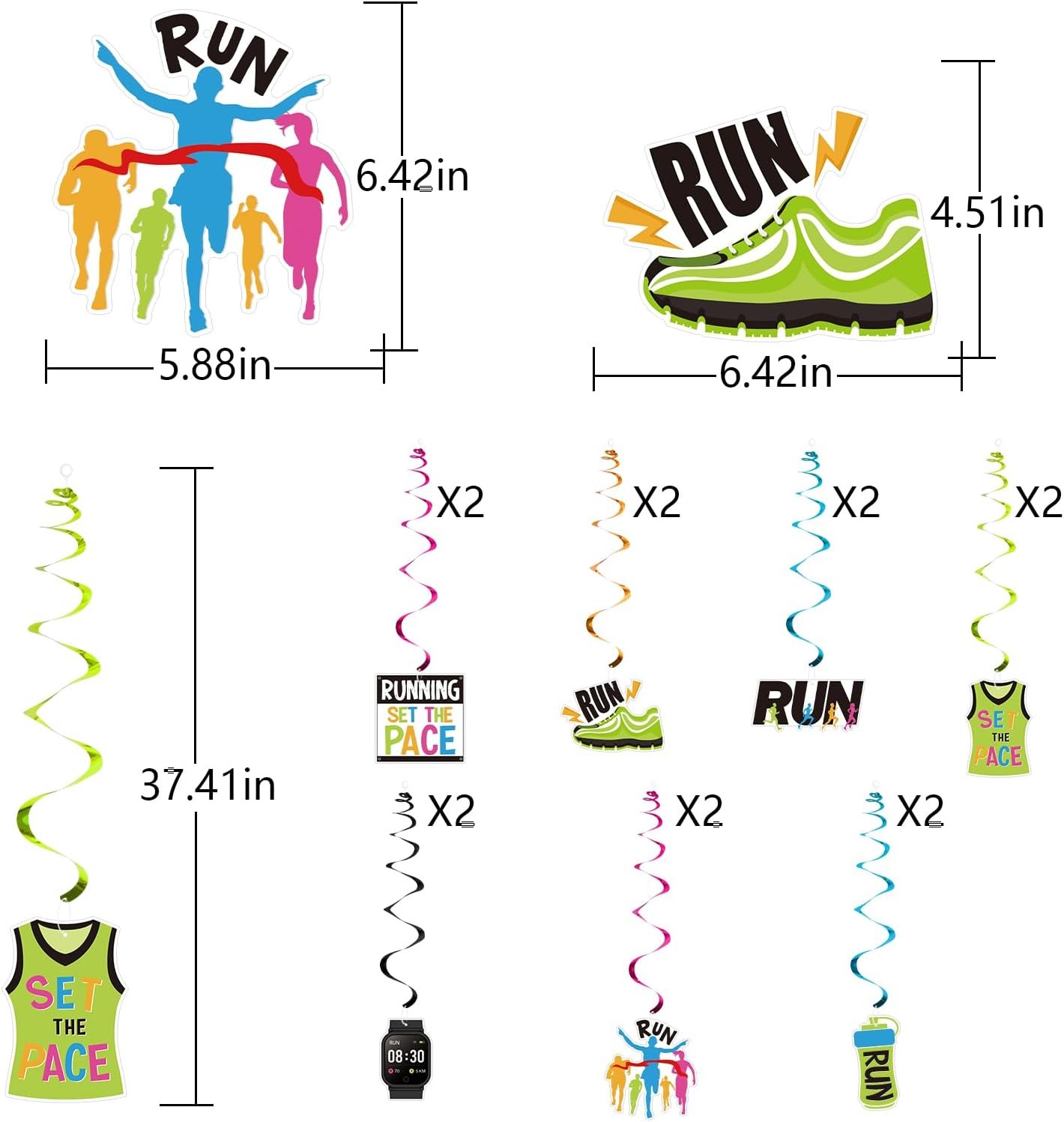 FOZEE Runner Marathon Hanging Swirls, Running Celling Decoration, Marathon Party...