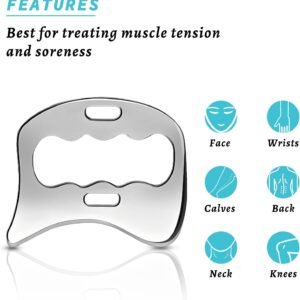 2-in-1 Stainless Steel Gua Sha Muscle Scraper Tool, Myofascial Scraping Tools fo...