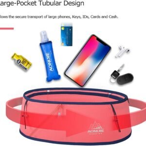 Running Pouch Belt Waist Pack Fanny Bag with 250ml Soft Water Bottle, Bounce Fre...