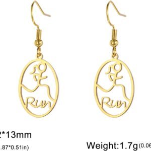 Fashion Runner Dangle Earring Marathon Runner Gifts for Women Stainless Steel Sp...