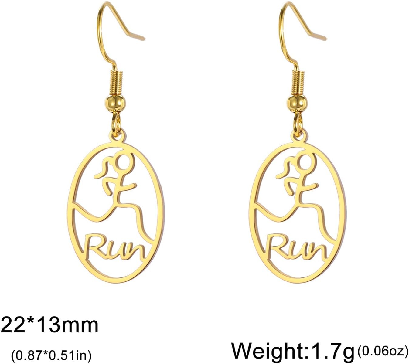 Fashion Runner Dangle Earring Marathon Runner Gifts for Women Stainless Steel Sp...
