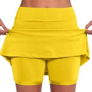 Women 2 in 1 Workout Shorts with Pockets Running Tennis Athletic Shorts Sweat Sp...