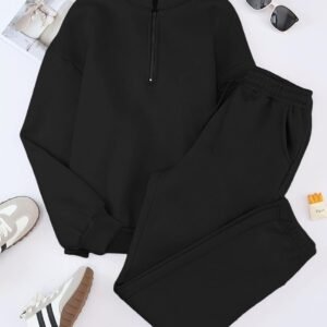 Aleumdr Women 2 Piece Outfits Sweatsuit Oversized Half Zip Pullover Long Sleeve ...