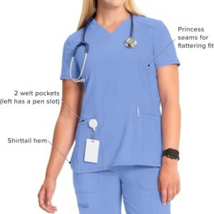 Infinity Medical Scrub Top for Women Contemporary Fit, V-Neck with 2 Pockets, Mo...