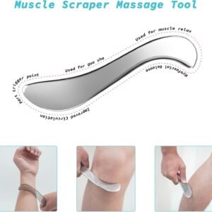 2-in-1 Stainless Steel Gua Sha Muscle Scraper Tool, Myofascial Scraping Tools fo...