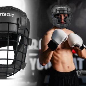 Boxing Headgear MMA Muay Thai, Removable Face Grill, Head Gear for Sparring Grap...