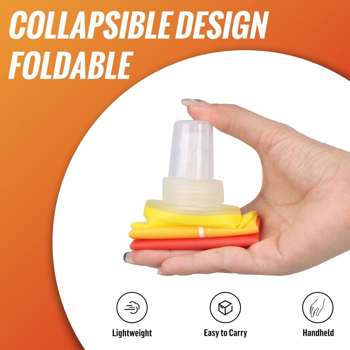 Collapsible TPU Soft Flask,Reusable Handheld Soft Water Bottle for Hydration Pac...