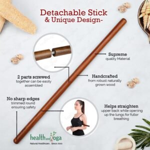 HealthAndYoga StretchNHeal Collapsible Multi-Use Wooden Yoga Stick - Regular an...