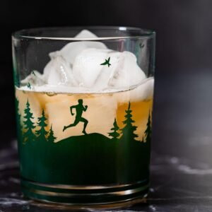 Gone For a Run Running Lowball Glass | Happy Hour Male Runner Silhouette Rocks G...