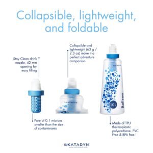 Katadyn BeFree 1.0L Water Filter, Fast Flow, 0.1 Micron EZ Clean Membrane for En...