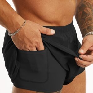 Ouber Men's Running Shorts with Liner 2'' Workout Shorts Bodybuilding Side Split...