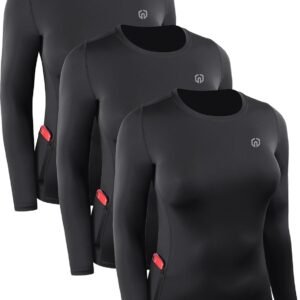 NELEUS Women's 3 Pack Athletic Compression Long Sleeve T Shirt Dry Fit