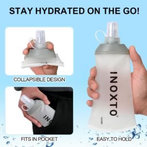 INOXTO Soft Flask,Collapsible Soft Water Bottles for Hydration Vests and Running...