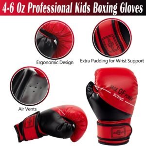 4-in-1 Kids Boxing Pads Gloves Kick Punching Mitts Set, Leather Hand Target Focu...