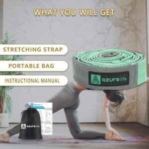 Premium Durable Cotton Stretch Strap with 10or12 Loops, Non-Elastic Yoga Strap f...