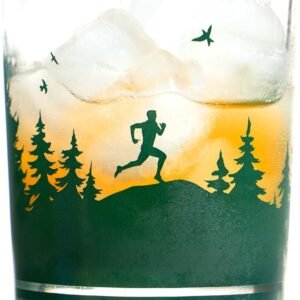 Gone For a Run Running Lowball Glass | Happy Hour Male Runner Silhouette Rocks G...