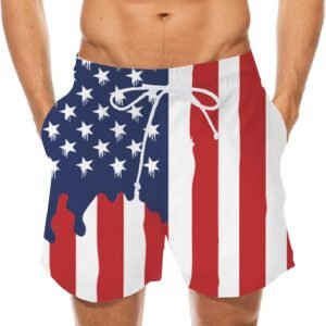 aihihe USA Flag Print Board Shorts for Men 4th of July Summer Beach Shorts Draws...