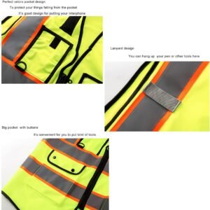 Custom Logo Safety Vest Customize Class 2 Visibility Reflective Vests Bulk with ...
