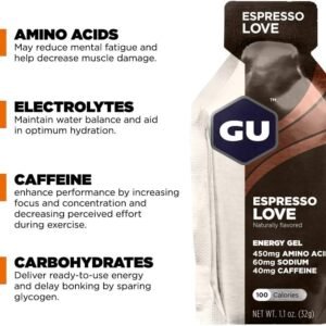 GU Energy Original Sports Nutrition Energy Gel, 24-Count, Espresso Love