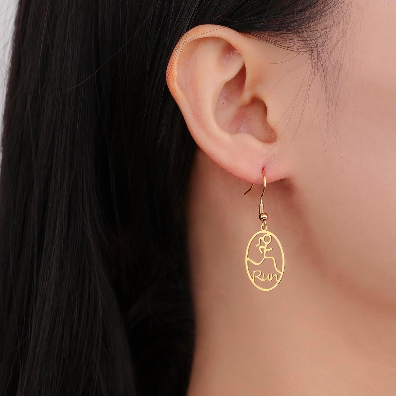 Fashion Runner Dangle Earring Marathon Runner Gifts for Women Stainless Steel Sp...