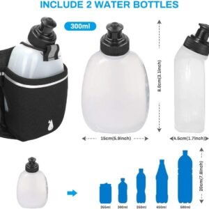 Luckit Hydration Running Belt with 2 Water Bottles(2 x 300ML), Reflective Runnin...