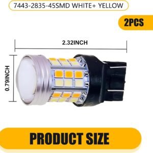 2 PCS 7443 Car LED Reversing Light, 2835-45SMD High-brightness Dual-color Width ...