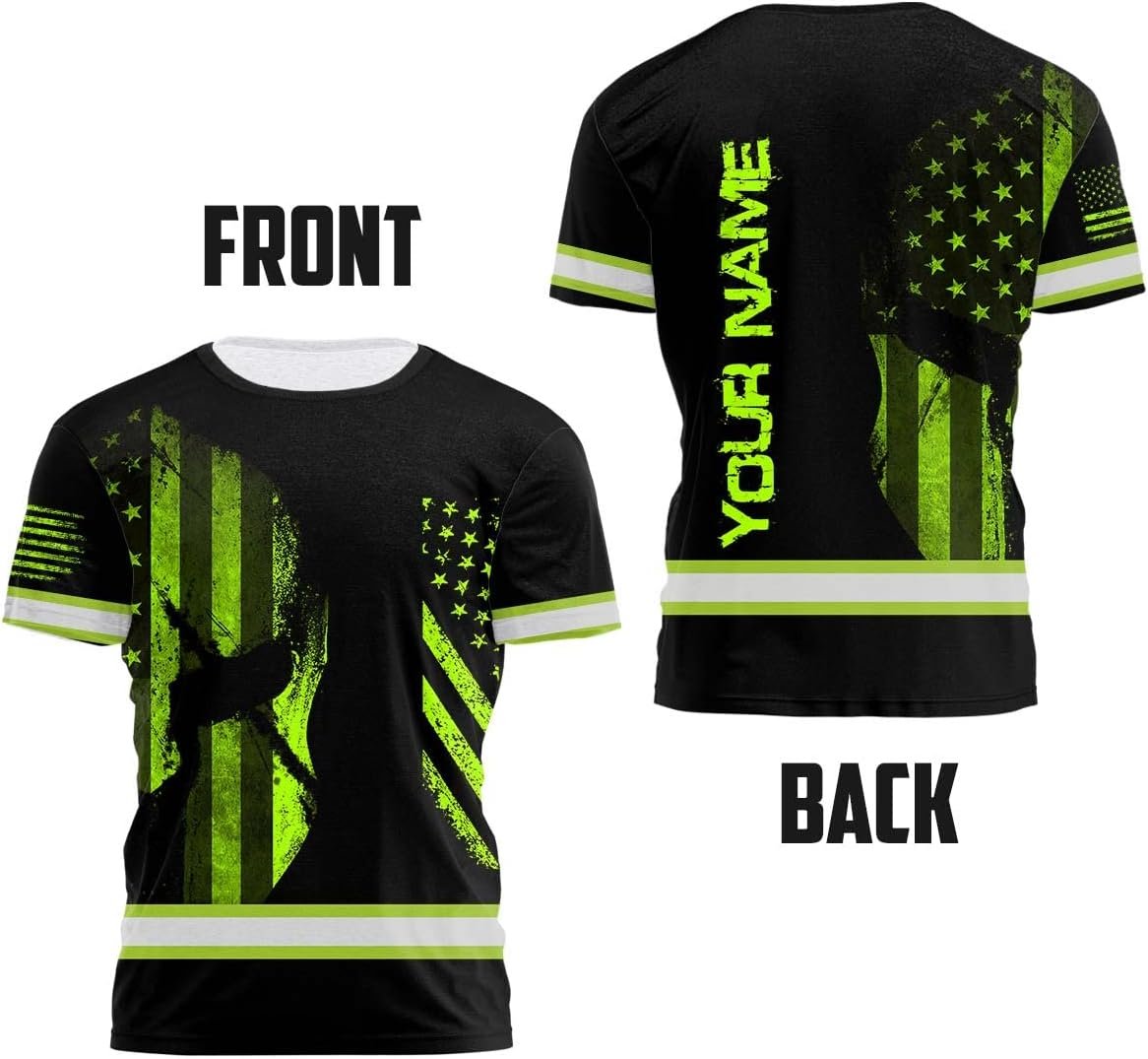 Matedecor High Visibility Shirt for Men Reflective Safety Shirts US Flag Custom ...