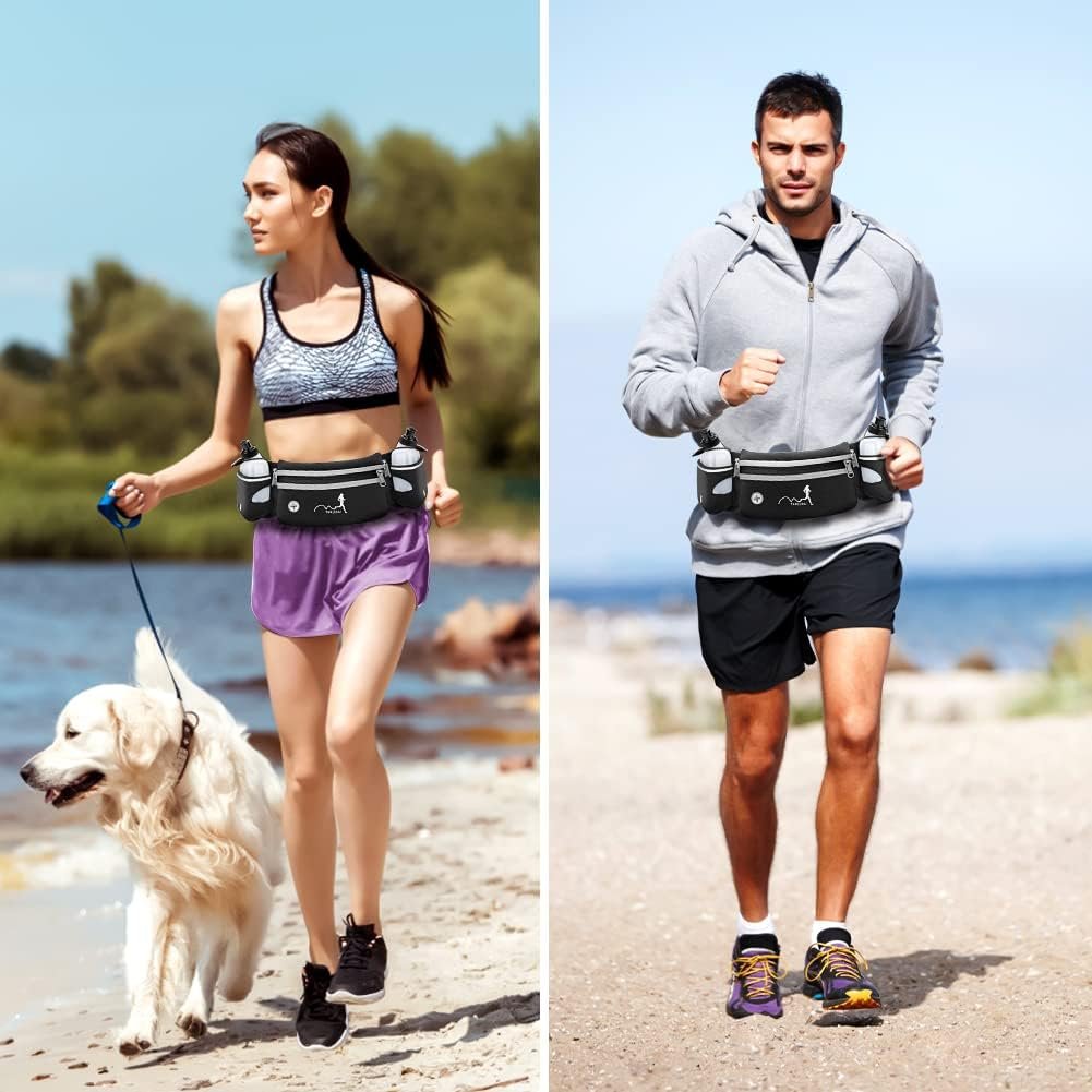 Hydration Running Belt with Water Bottles(2 x 300ML), Luckit Upgraded Nylon Webb...