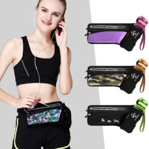 Running Belt Sport Waist Pack/Pouch w/Water Bottle Holder Hydration Fanny Pack R...