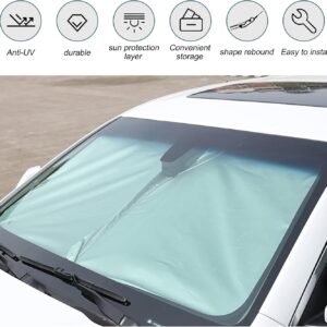 Miytsya 1 PC Car Front Windshield Sunshade, 55.11" x 27.55" Double-Layer Thicken...