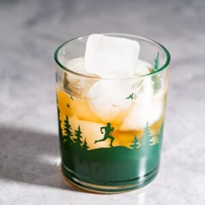 Gone For a Run Running Lowball Glass | Happy Hour Male Runner Silhouette Rocks G...