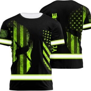 Matedecor High Visibility Shirt for Men Reflective Safety Shirts US Flag Custom ...