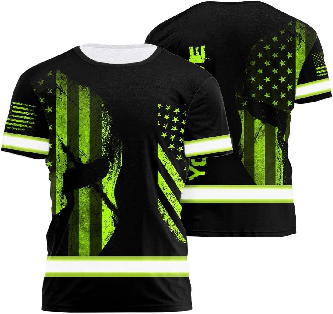 Matedecor High Visibility Shirt for Men Reflective Safety Shirts US Flag Custom ...