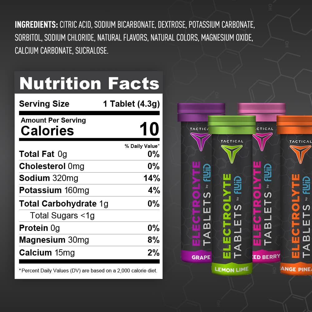 Fluid Tactical- Effervescent Hydration Tablets, Electrolyte Replacement & Dehydr...