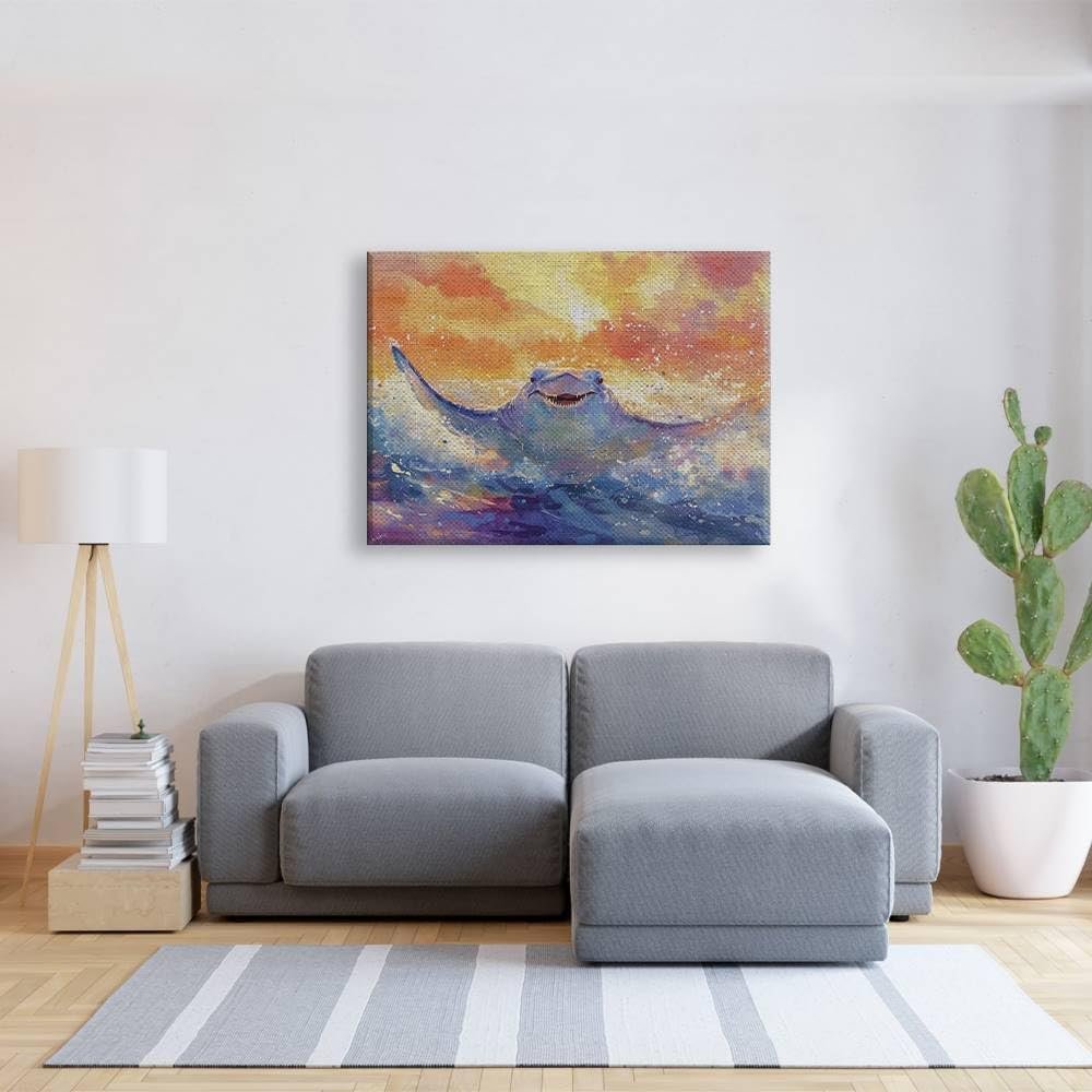 Elivita Stingray Running On The Water Design 1 Wall Decor Canvas Art Print Home ...