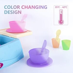 Color Changing Play Sink with Running Water for Toddlers 1-3, Pretend Kitchen To...