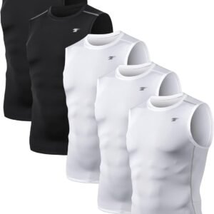 TELALEO 5 Pack Men's Athletic Compression Shirts Sleeveless Workout Tank Top Spo...