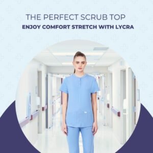 MIKAL Scrub Tops for Women, Slim Fit with 3 Pockets, Super Soft Cotton Lycra Pre...