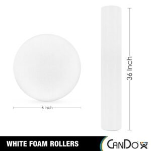 CanDo White PE Foam Rollers for Exercise, Finess, Muscle Restoration, Massage Th...