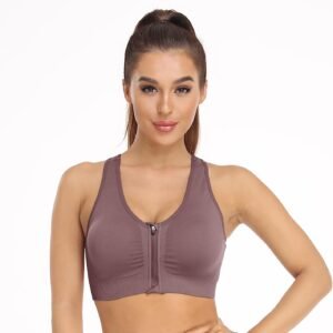 Women's Zip Front Sports Bra Wireless Post-Surgery Bra Active Yoga Sports Bras