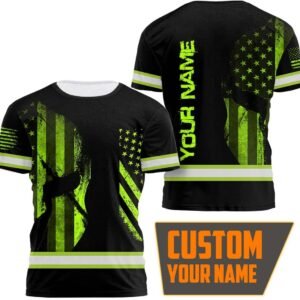 Matedecor High Visibility Shirt for Men Reflective Safety Shirts US Flag Custom ...