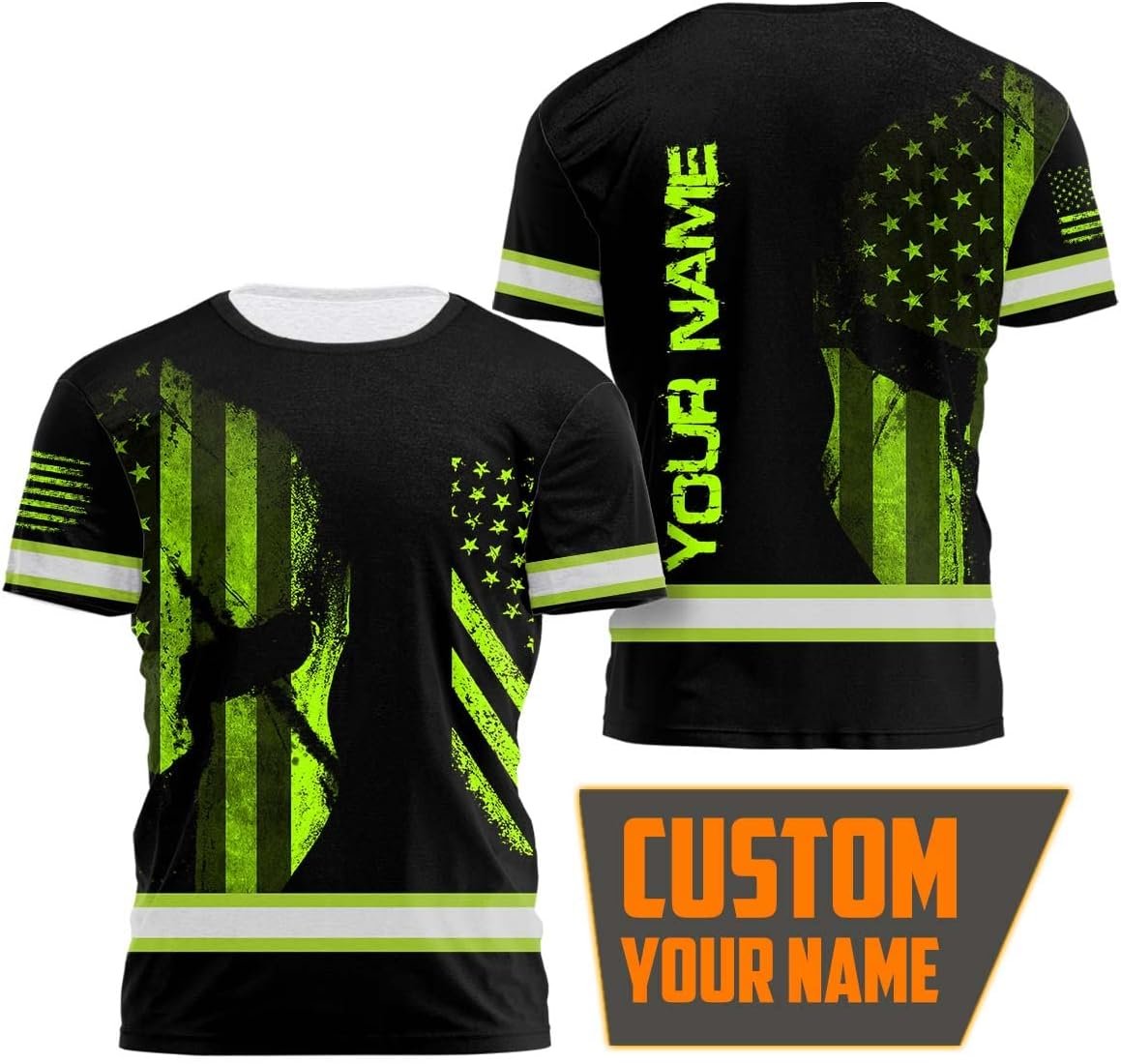 Matedecor High Visibility Shirt for Men Reflective Safety Shirts US Flag Custom ...