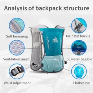 AONIJIE 5L Running Hydration Vest Pack with 1.5L Water Bladder Adjustable & Ligh...